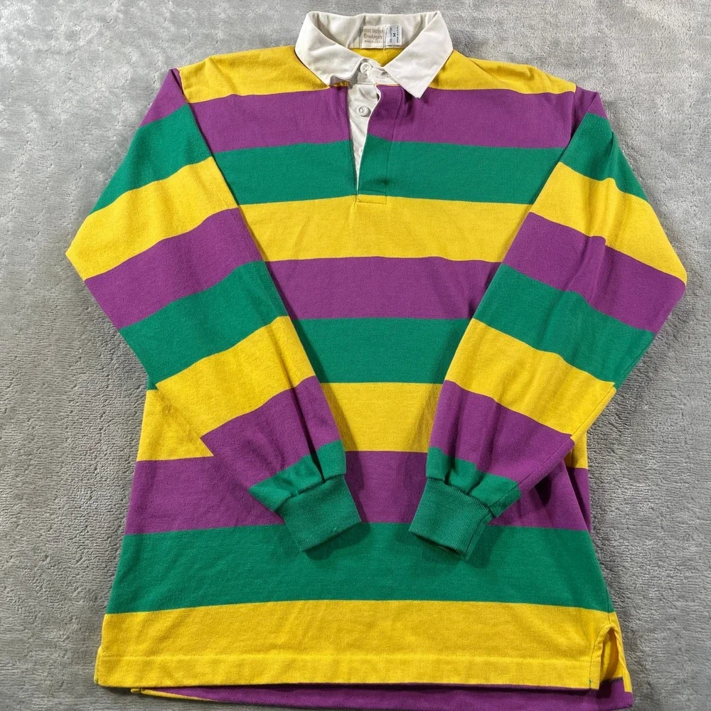Vintage Brooks Brothers Brooksgate Rugby Shirt Mens Medium Colorful Striped USA - Picture 1 of 10